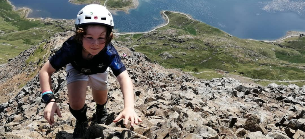 P scrambling up Crib Goch My son Patrick Legon scrambling up to the the ridge of Crib Goch