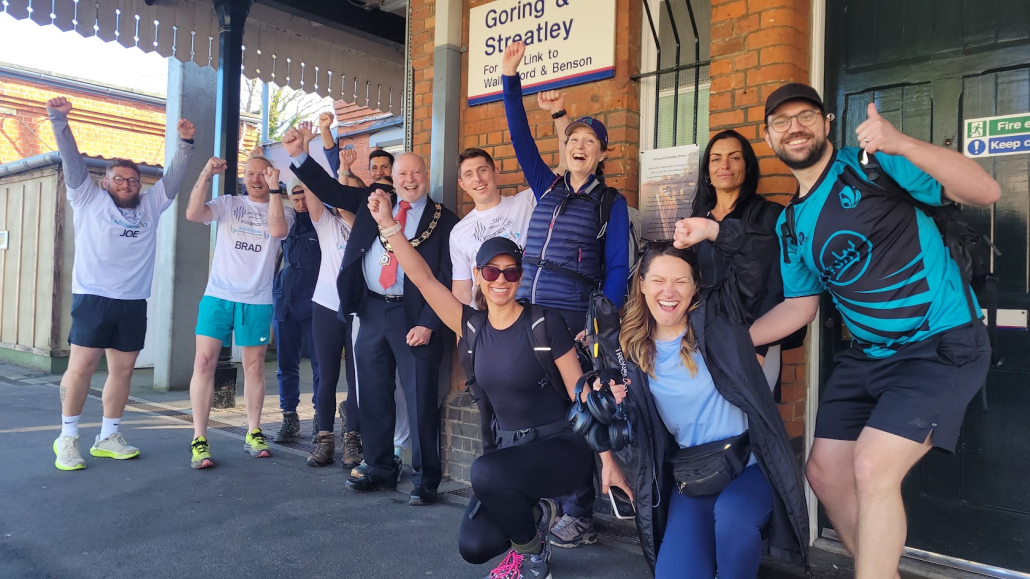 Team picture of walkers ready to embark on a challenge walk for charity along the Ridgeway